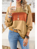 Colorblock Striped Bishop Sleeve Top