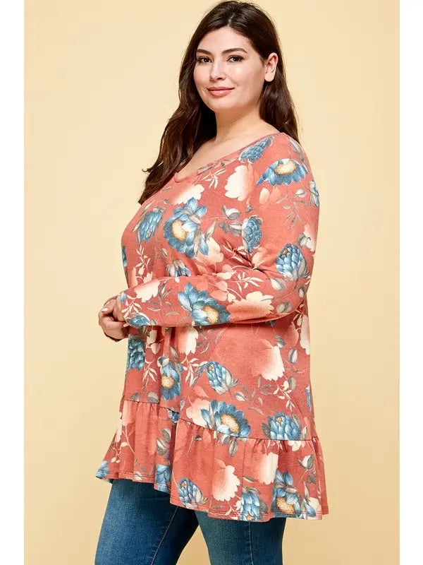 Plus Size Floral Swing Tunic Top