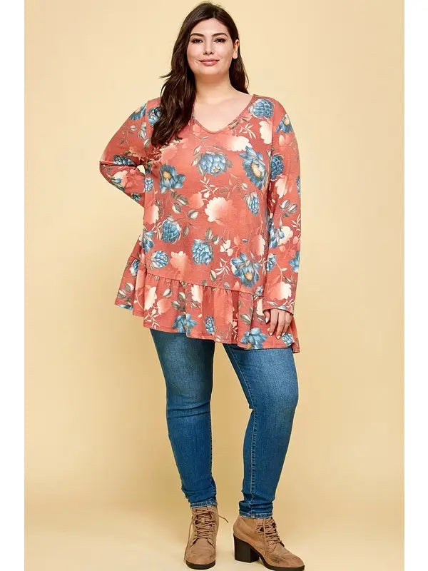 Plus Size Floral Swing Tunic Top