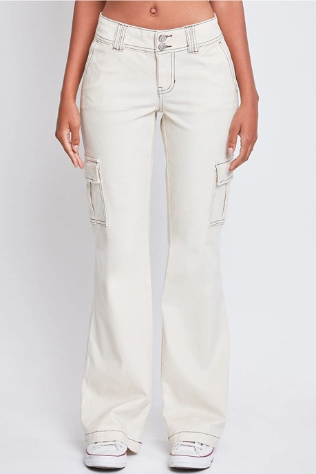2-Button Low Rise Cargo Flare Pants