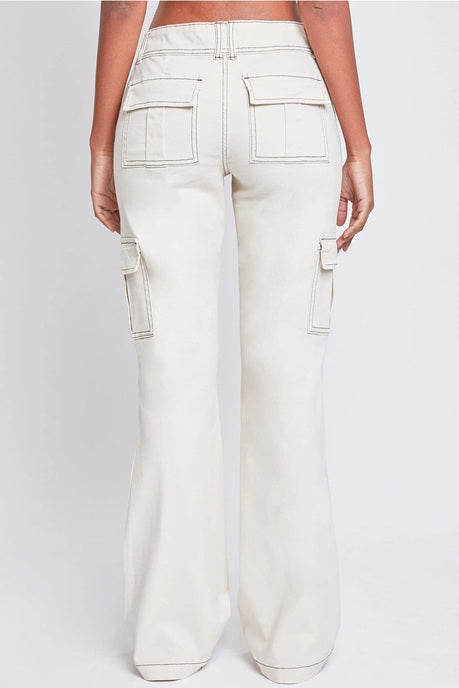 2-Button Low Rise Cargo Flare Pants